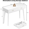 thumbnail image 5 of LAZZO 40” Small Writing Desk with Drawers, Modern Vanity Desk for Home Office and Small Spaces, White, 5 of 7