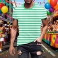 thumbnail image 2 of YANGXINX Mens Carnival Striped T-Shirts Texture Color Block Crew Neck Short Sleeve Tees Soft Breathable Casual Loose Pullover Tops, 2 of 4