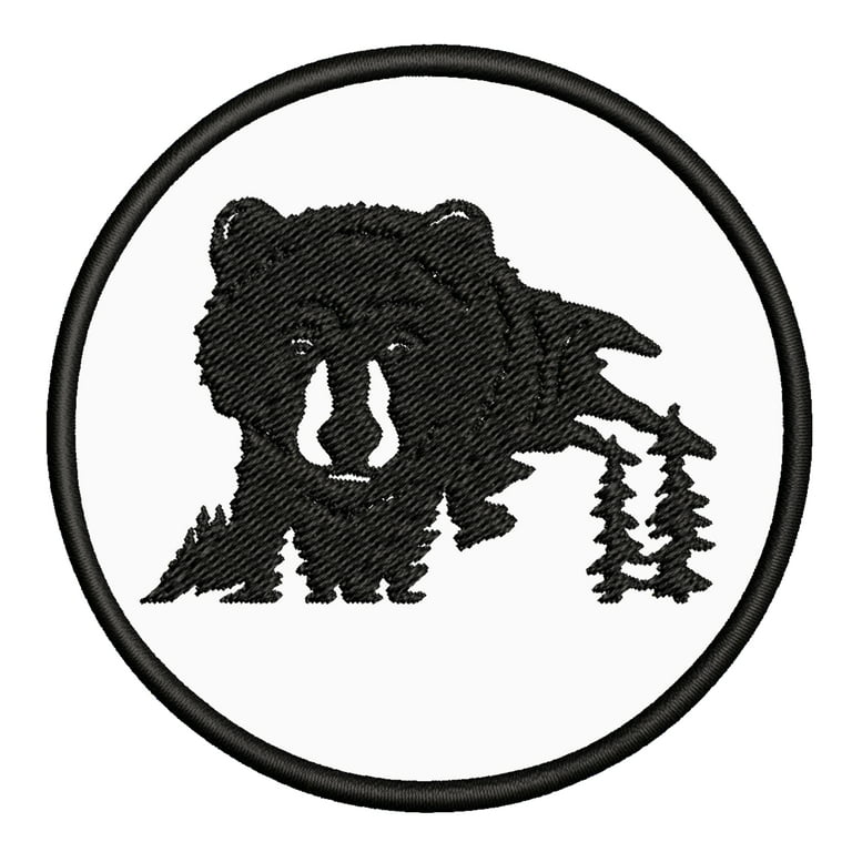 Bear Embroidered Patch with Heat Seal Backing