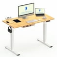 thumbnail image 4 of Flexispot 48"x24" Electric Standing Desk with Solid Bamboo Desktop, Height Adjustable Ergonomic Home Office Sit Stand Desk with Power Outlets, Cable Management & White Frame Computer Workstation, 4 of 10