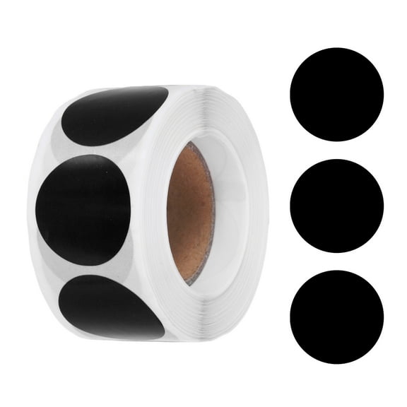 Uxcell 500pcs Black Round Stickers Roll 1 Inch Self-Adhesive Stickers for DIY Crafts