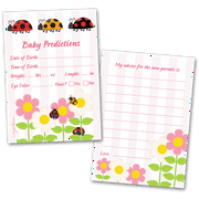Ladybug Baby Shower Predictions Guessing Game and Advice Notes for New Parents - For Girls - 40 Cards