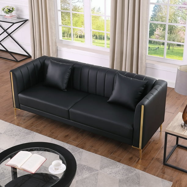 Homfa 3 Seater Sofa, Stylish PU Leather Couch for Living Room