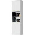 thumbnail image 7 of Kitchen Pantry Storage Cabinet 75" Tall 4 Doors Wood Freestanding Cupboard with Open Countertop and Adjustable Shelves Utility, 7 of 7