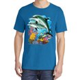 thumbnail image 2 of Wild Bobby, Pair of Dolphins Swimming in Ocean, Garment-Dyed Washed Look Short Sleeve Tees, Cobalt, Large, 2 of 3
