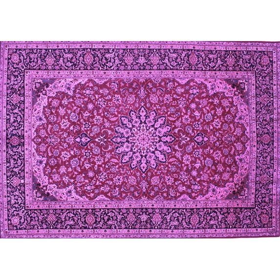 Ahgly Company Indoor Rectangle Medallion Purple Traditional Area Rugs, 8' x 10'