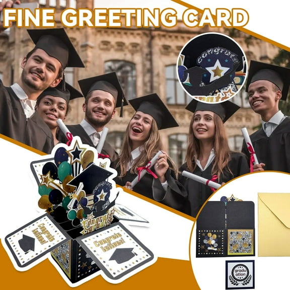 Graduation Pop Up Card 3D, Congratulations Greeting Card with Envelope for High School College University Graduate, Class of 2024 Keepsake A#009 colour