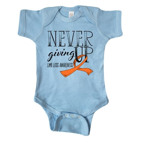 

Inktastic Never Giving Up Limb Loss Awareness Orange Ribbon Gift Baby Boy or Baby Girl Bodysuit