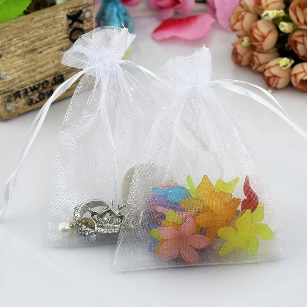 100 Pc Drawstring Bag White Jewelry Pouches Baby Shower Party Wedding Favor Bags 