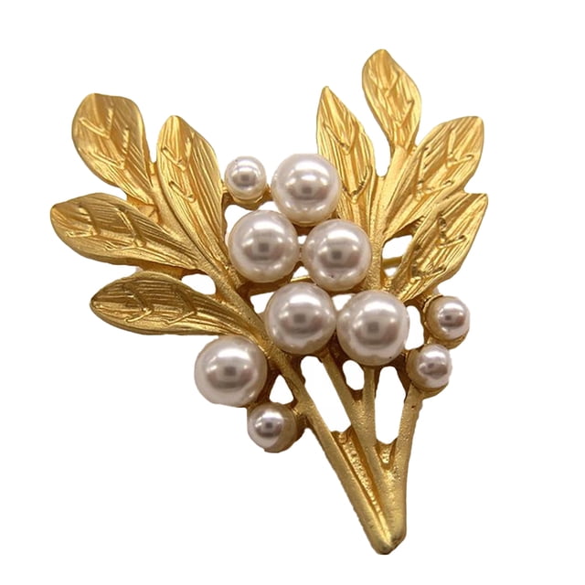 Broche de orquídea de aleación de 1 pieza con incrustaciones de perlas de flores con incrustaciones de flores elegantes clásicas para dama
