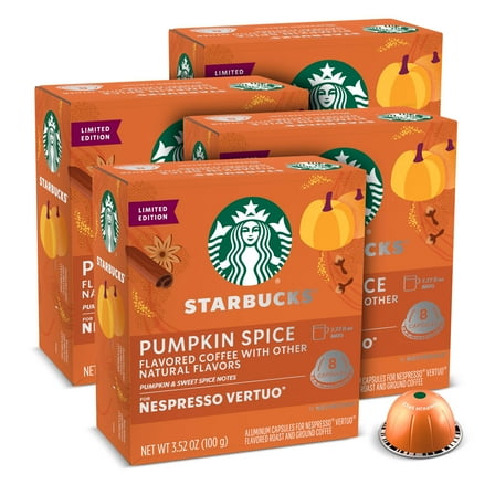 Starbucks by Nespresso Vertuo, Pumpkin Spice Flavored Coffee, Nespresso Capsules, 32 Pods
