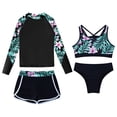 thumbnail image 3 of YONGHS Kids Girls Bathing Suit Swimsuit Swimwear Long Sleeve Rashguard UPF 50+ UV Bikini Tankini Set Black 16, 3 of 5