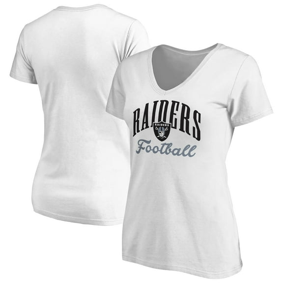 Women's White Las Vegas Raiders Victory Script V-Neck T-Shirt