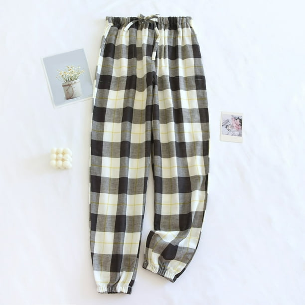 nsendm Female Pants Adult Women Casual Pants for Work Out Spring/Summer  Checkered Pajama Pants Women's Pants Womens Pant Suits Casual plus(Black,  L) 