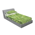 thumbnail image 3 of Leaves Bedding Set with Sheet & Covers, Close-up Tree Leaves from an Uprising Angle High Plants Summer Fresh Environment Habitat, Printed Bedroom Decor 2 Shams, 4 Sizes, Green, by Ambesonne, 3 of 3