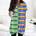 thumbnail image 2 of TQWQT Womens Tunic Tops Long Shirts for Legging Plus Size Tunic Tops with Pocketss Short Sleeve Oversized Shirt Summer V-Neck T-Shirt Striped Print Long Tops, 2 of 5