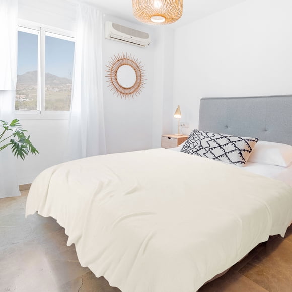 PiccoCasa 100% Cotton Soft Knitted Throw Solid Blanket for Couch Sofa Bedroom, Beige 60"x79"