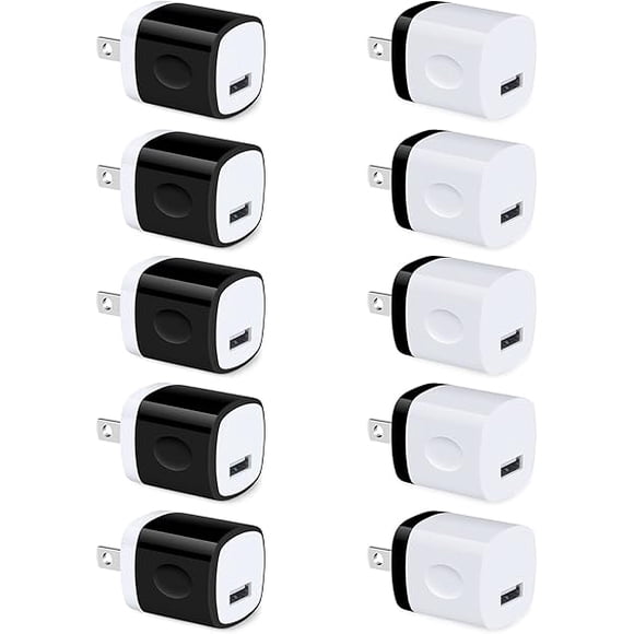 LinQingQ USB Charger Block 10 Pack, UorMe 1A 5V Single Port Power Adapter Charging Phone Cube Box Brick Plug Pack Compatible with iPhone 14 13 12 SE 11 X 8, Galaxy S22 A13 A03S A21 Note20 A71 A51 A31