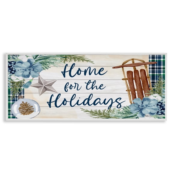 Stupell Industries French Country Home For The Holidays Tartan White Framed Giclee Art, 24 x 10, by Nicole DeCamp
