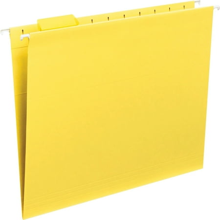 Smead Hanging File Folder with Tab, 1/5-Cut Adjustable Tab, Letter Size, Yellow, 25 per Box (64069)