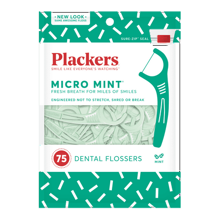 Plackers Micro Mint Dental Flossers, 75 count