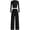 Black, variant on Casual 2 Piece Sets For Women Fall Outfits Ribbed Spring Long Sleeve Crop Top Wide Leg Pants Matching Lounge Set