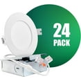thumbnail image 1 of QPLUS 4Inch LED Recessed Slim Pot Light with Junction Box, 10W (=75W), 750 Lumens, Dimmable, IC Rated, ETL, Energy Star (6500K, 24 Pack), 1 of 5