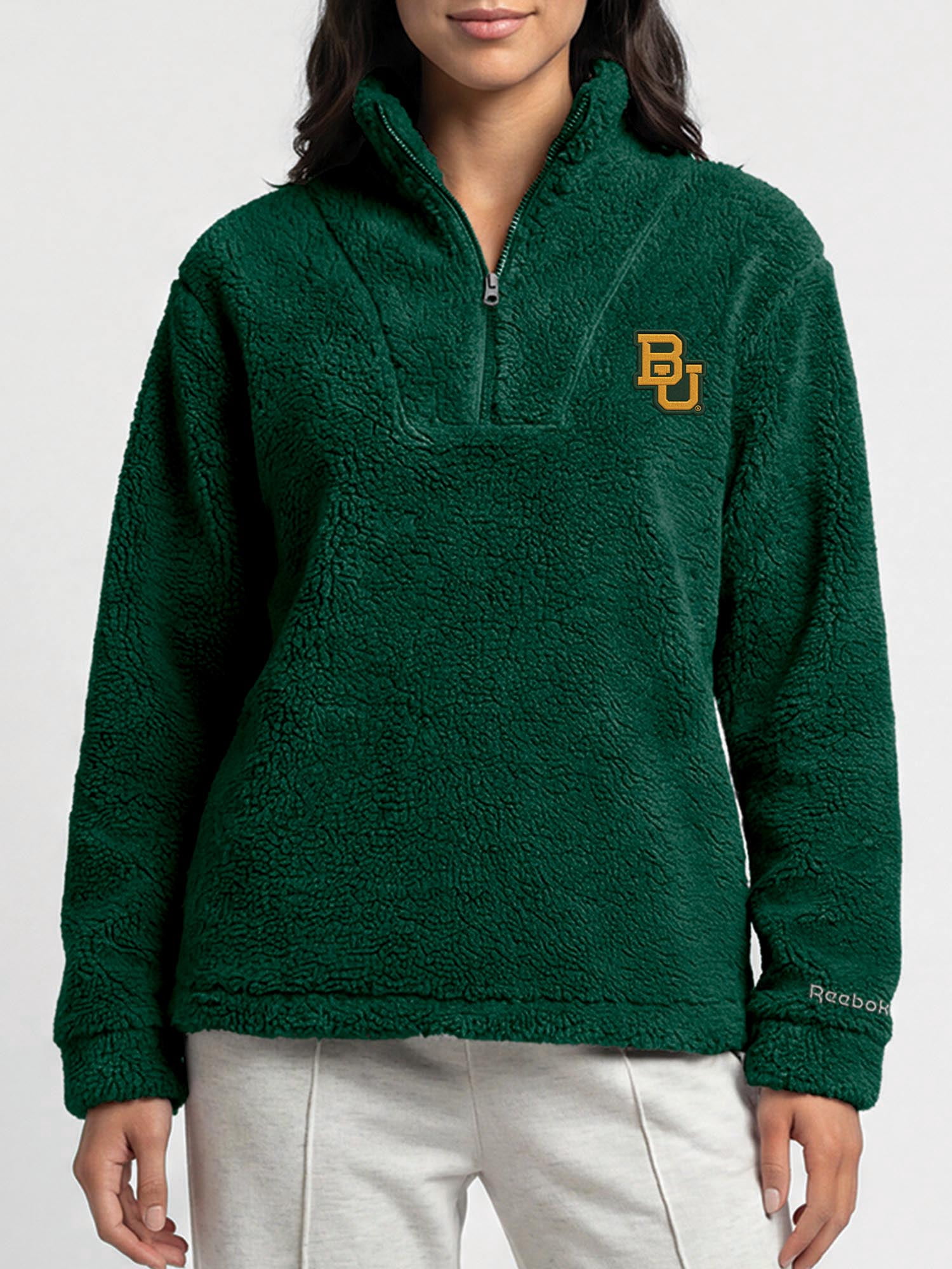Baylor Bears Reebok Womens Relaxed Fit Qtr Zip Sherpa Pullover