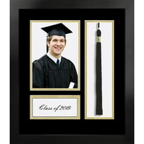 2019 Academic Nova Black Photo Frame, Black and Gold matting with Tassel opening 5x7 Photo opening