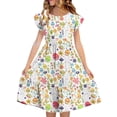 thumbnail image 2 of Robe d'Été pour Enfants à Manches Plissées à Double Couche Imprimée pour 5-14 Ans, 2 of 6
