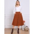 thumbnail image 4 of DARING DIVA Women's High Waist A Line Midi Skirts with Pockets Small Caramel, 4 of 6