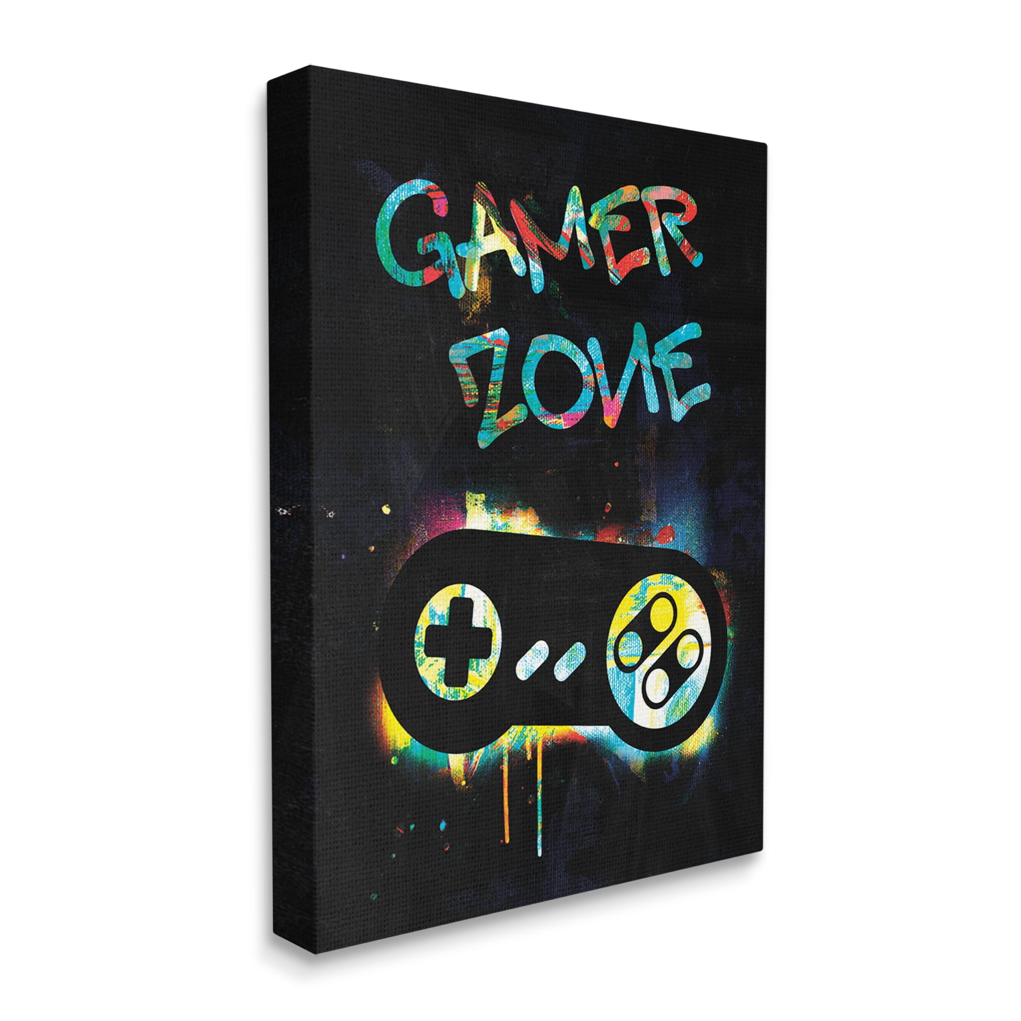 Stupell Industries Gamer Zone Vintage Controller Neon Paint Splatter Graphic Art Gallery Wrapped Canvas Print Wall Art, Design by Victoria Barnes