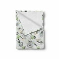 thumbnail image 2 of Tea Party Soft Flannel Fleece Throw Blanket, Hand Drawn Doodle Style Teapots Cups and Hearts Flowers Drinks, Cozy Plush for Indoor and Outdoor Use, 60" x 80", Black White Green, by Ambesonne, 2 of 6