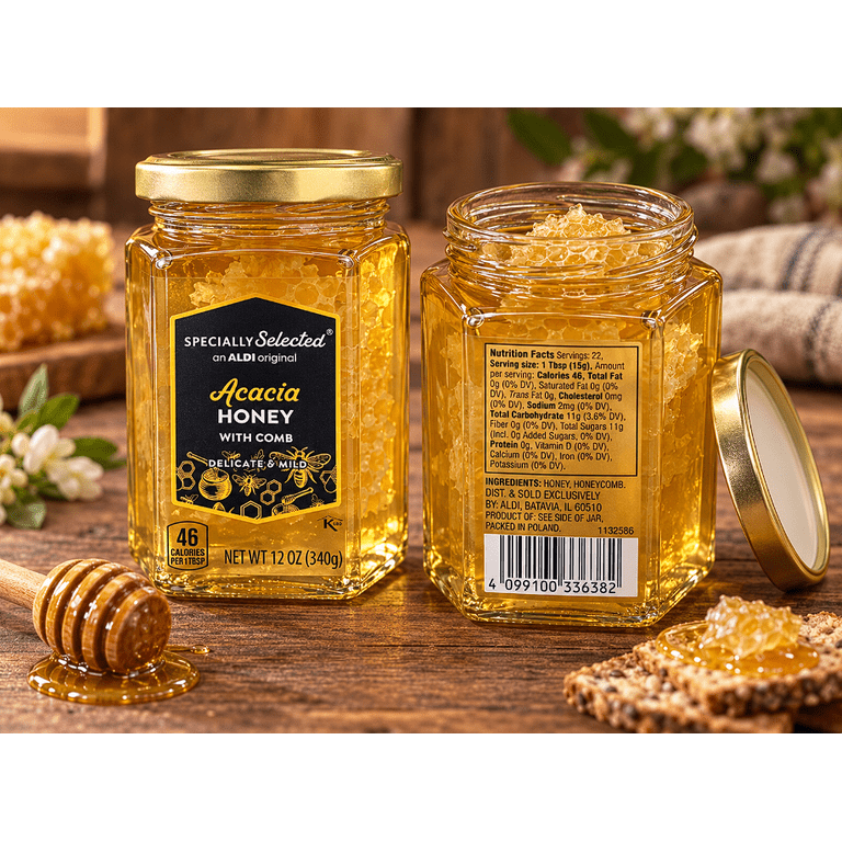 Specially Selected Acacia Honey with comb Delicate & Mild 12oz