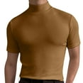 thumbnail image 2 of Hombres Manga Corta Top Alta Elasticidad Color Puro Cuello Alto Slim Fit Camiseta Interior Jersey, 2 of 6