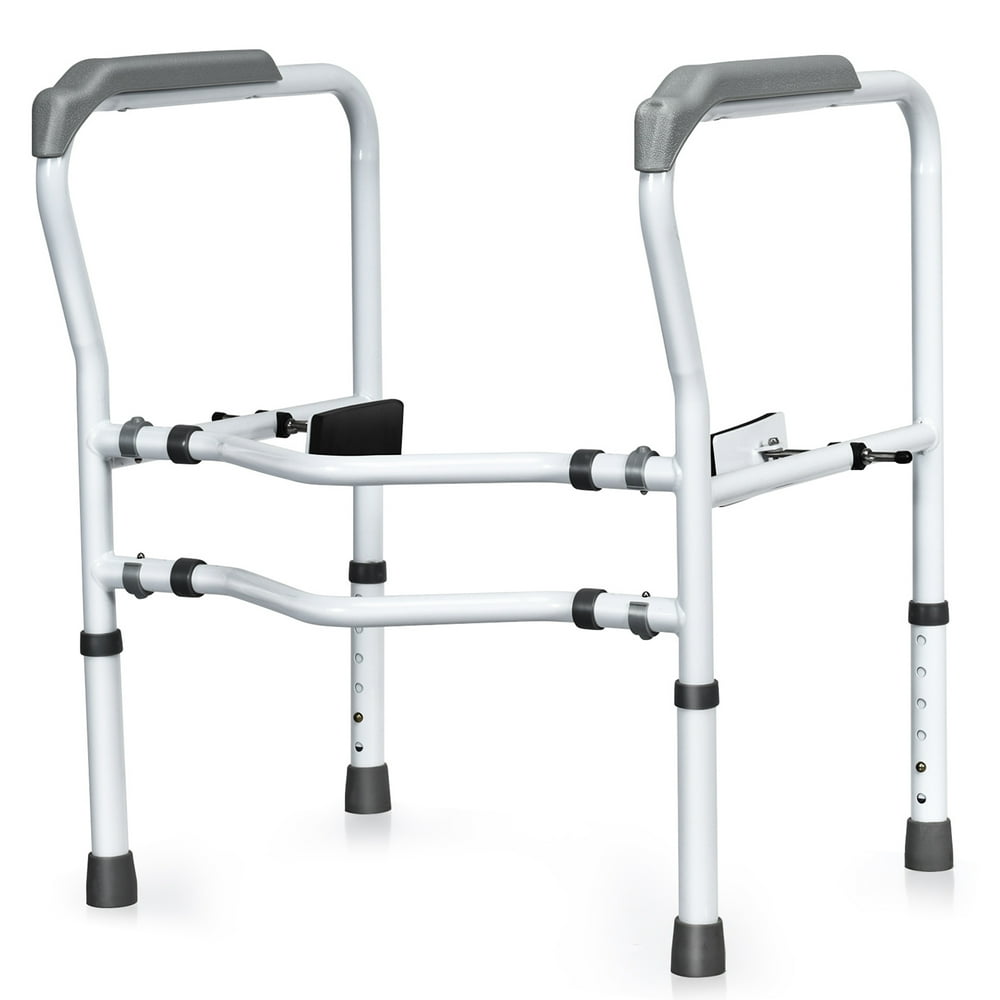 Gymax Adjustable Toilet Safety Frame & Rail Stand Alone Bathroom Toilet