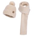 thumbnail image 2 of Roncen Women's Knit Hat and Scarf Set,Ribbed Winter Set with Faux Fur Pom Pom, Cozy Two-Piece Accessories, 2 of 2