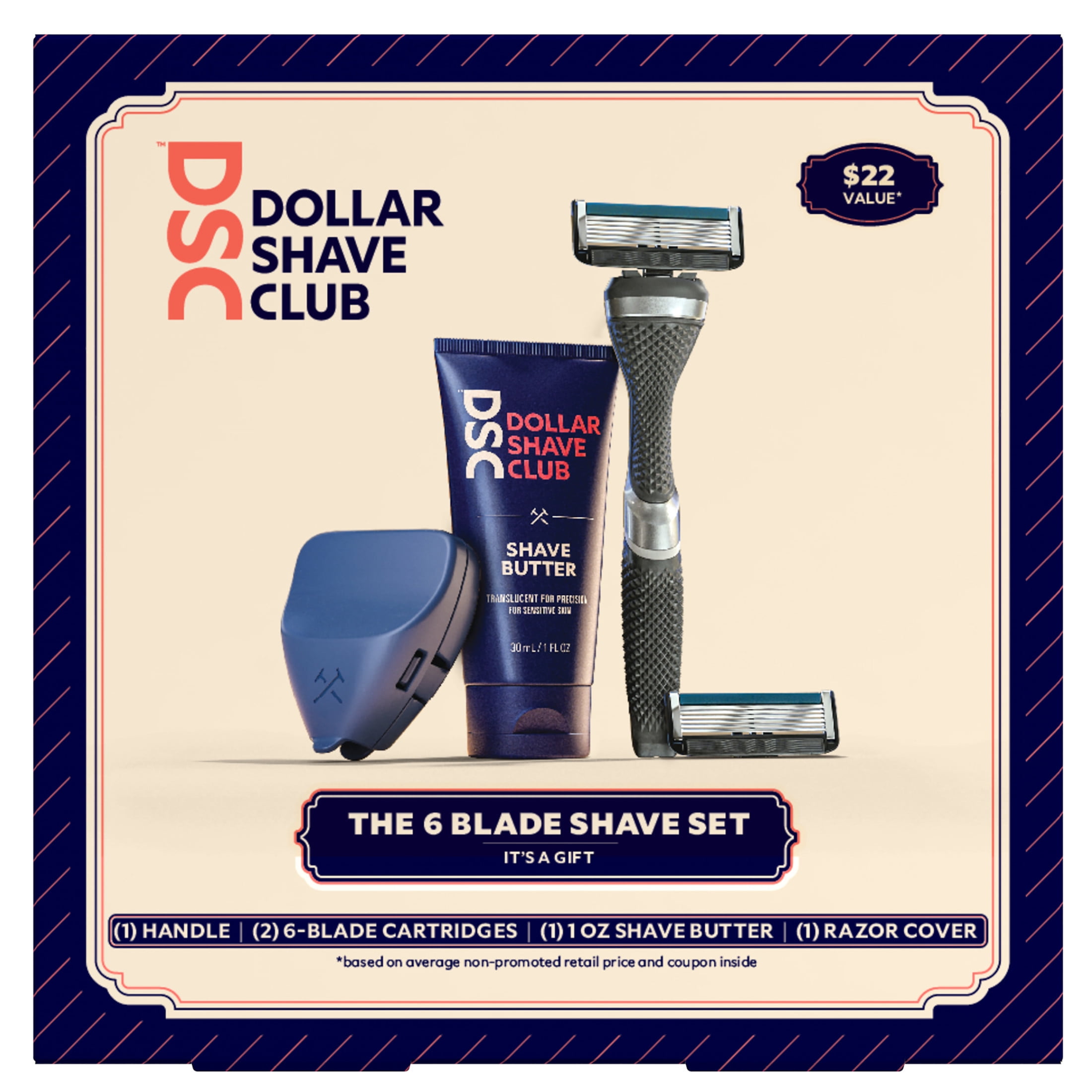 Dollar Shave Club Men's Extra 6-Blade Razor & Razor Cover 4 Count -  