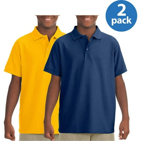 Jerzees Boy's Short Sleeve Wrinkle Resistant Performance Polo Shirt, Your Choice 2-Pack
