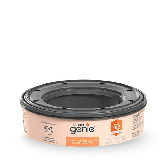 Diaper Genie Refill, Clean Laundry Scent, Max Odor Lock, 6.4m (21 ft), Holds Up to 270 Newborn Diapers