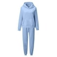thumbnail image 4 of Sweatsuits Women 2 Piece Outfit Hooded Sweatshirt Matching Baggy Sweatpants with Pockets Y2k Lounge Jogging Tracksuit Sky Blue L, 4 of 4