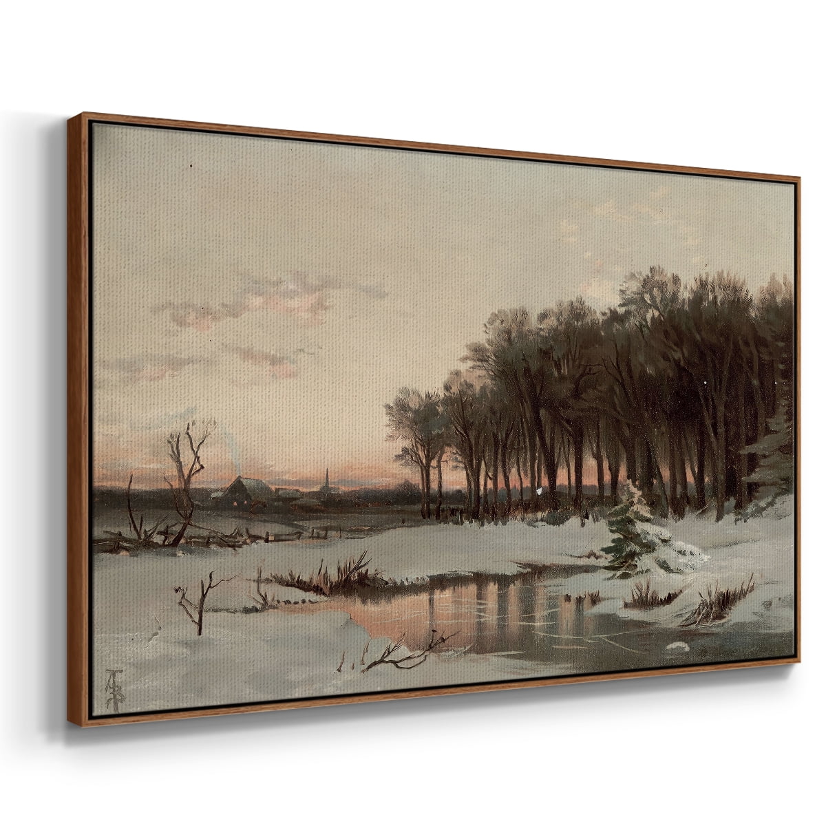 Vintage Landscape-CCLXIX By Wexford Home Framed in Walnut Wood Gallery Wrapped Canvas 25 in. x 37 in.