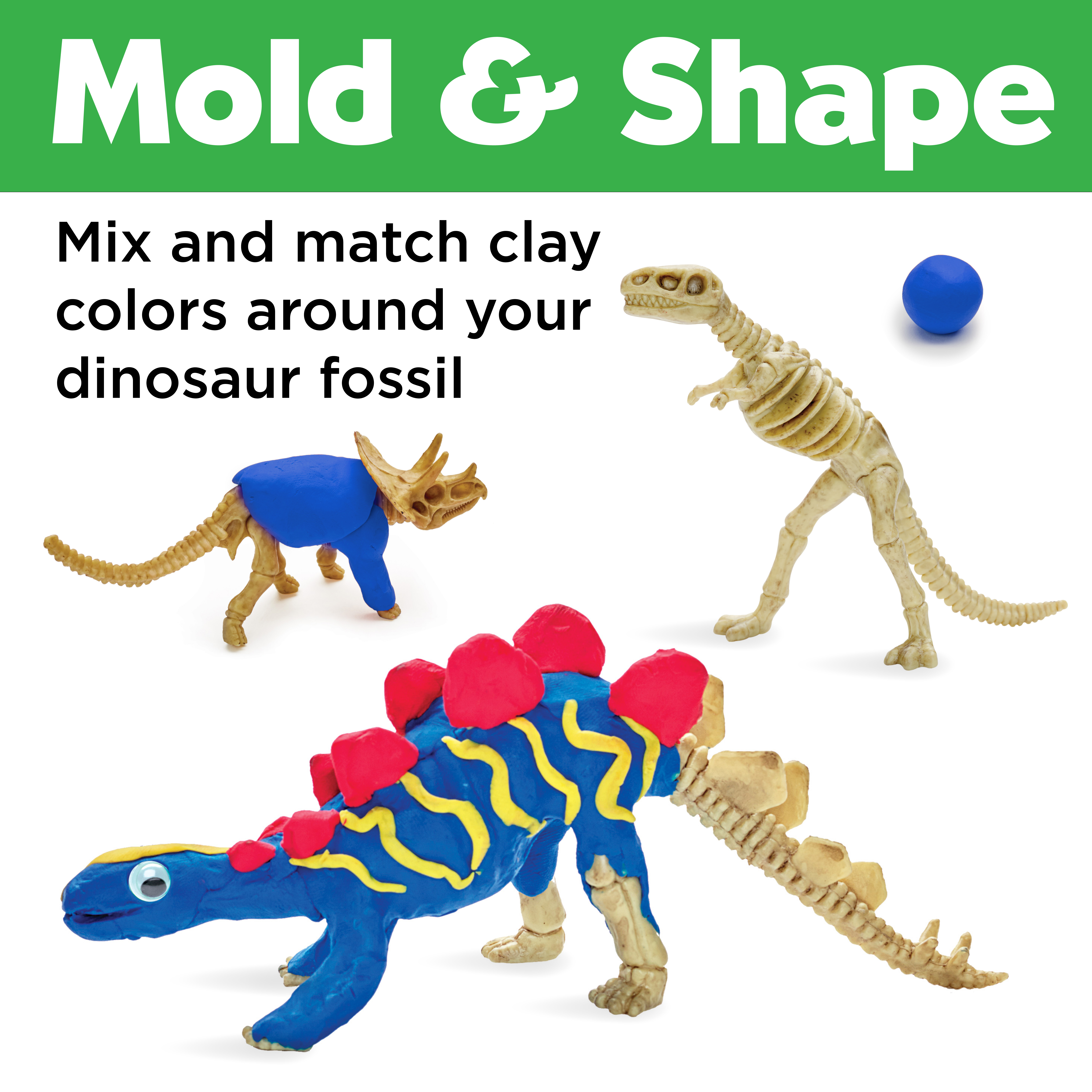 Creativity for Kids Create with Clay Dinosaurs: Craft 3 Dinosaurs for Kids, Dinosaur Toys for Ages 5-8+