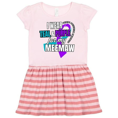 

Inktastic Suicide Prevention I Wear Teal and Purple for My Meemaw Gift Toddler Girl Dress