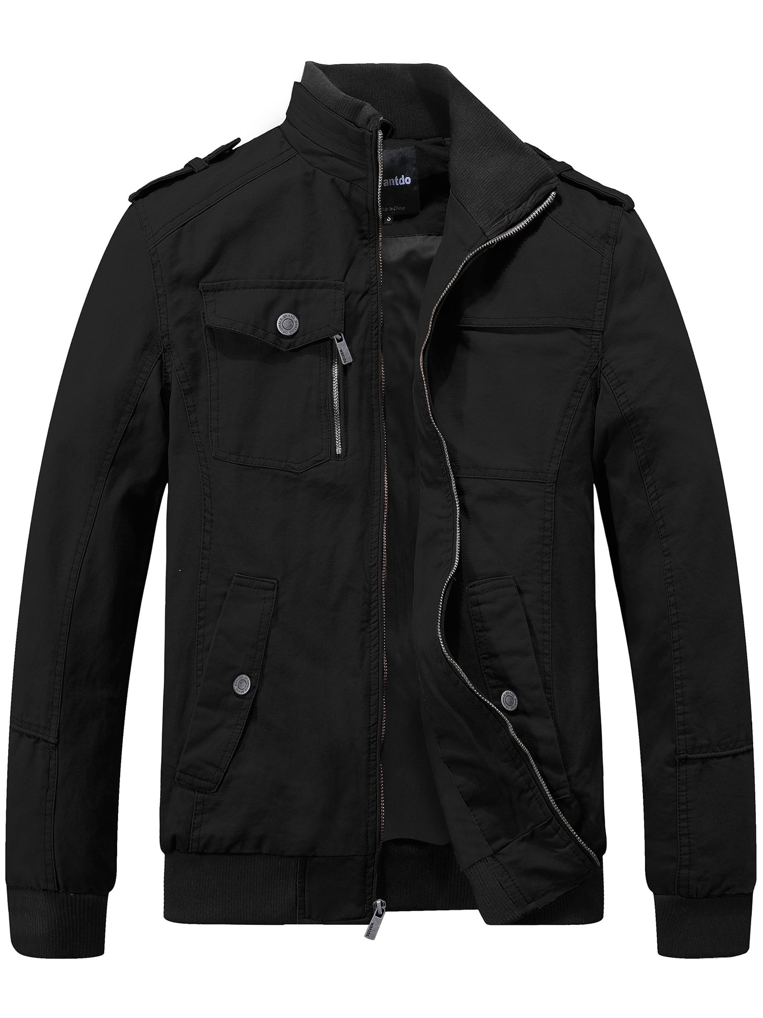 Wantdo Men's Spring Jacket Military Cotton Stand Collar Windbreaker