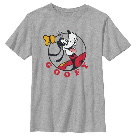 Boy's Mickey & Friends Goofy Circle Portrait Graphic Tee Athletic Heather Large