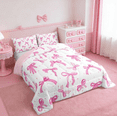 thumbnail image 3 of jejeloiu Cartoon Bowtie Bedding Comforter Set,Bow Bowknot Twin Comforter Sets,Pink White Bedding Set For Girl,Microfiber Room Decor Reversible,2pcs, 3 of 9