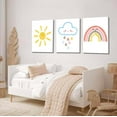 thumbnail image 4 of 3 Pcs Boho Nursery Canvas Wall Art Sun Rainbow Children Room Painting Picture Wall Decor Child color Cloud Poster Print Artwork for Boys Girls Bedroom Children Home Decoration, 4 of 5