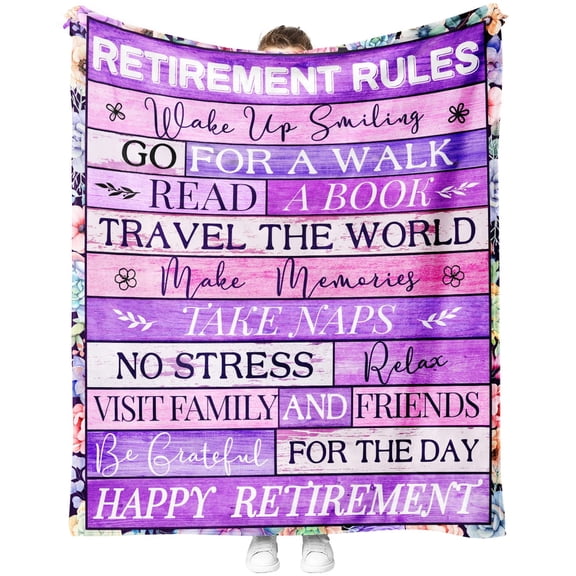 LHSHID Retirement Rules Gifts for Men Women Fleece Blanket Happy Retirement Gifts for The Retired Teacher Coworker 30x40in
