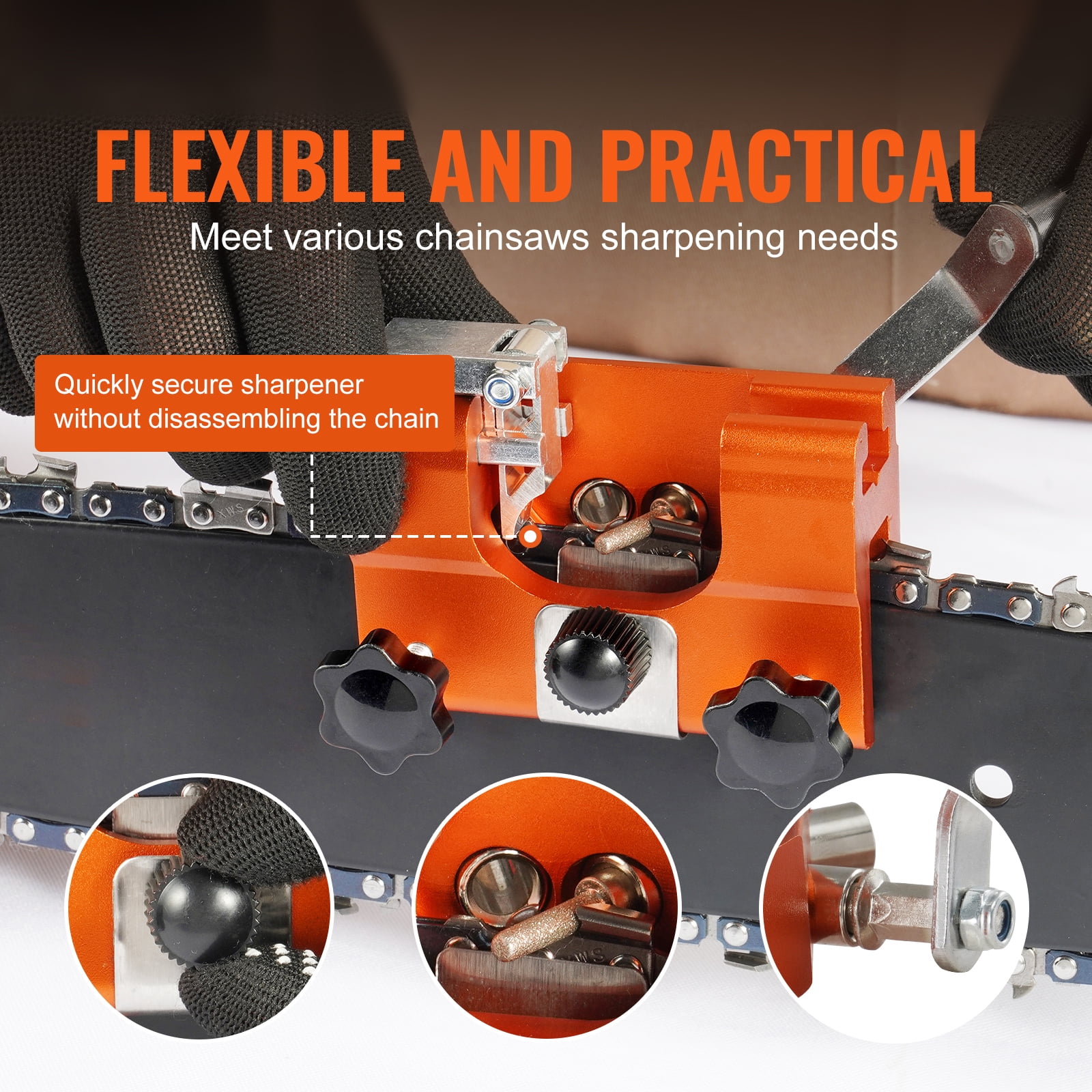 BENTISM Chainsaw Sharpener, Hand-Cranked Chainsaw Sharpening Jig for 4"-22" Chain Saws, Potable Chainsaw Chain Sharpener Tool Set with 4 Sharpening Heads for Landscaper, Lumberjack